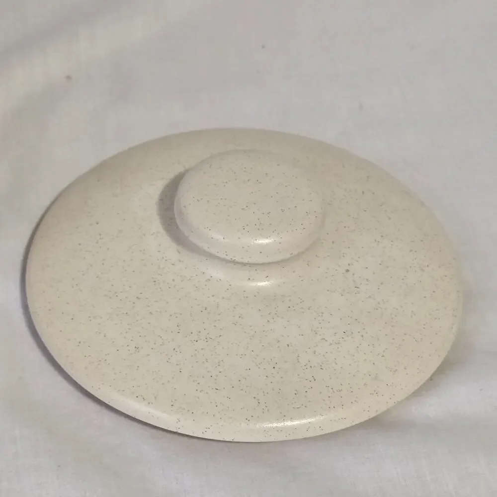 Vintage 1960's Westbend Stoneware Fork & Spoon Design Bean Dish with Lid